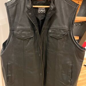 Black Leather Moto Vest